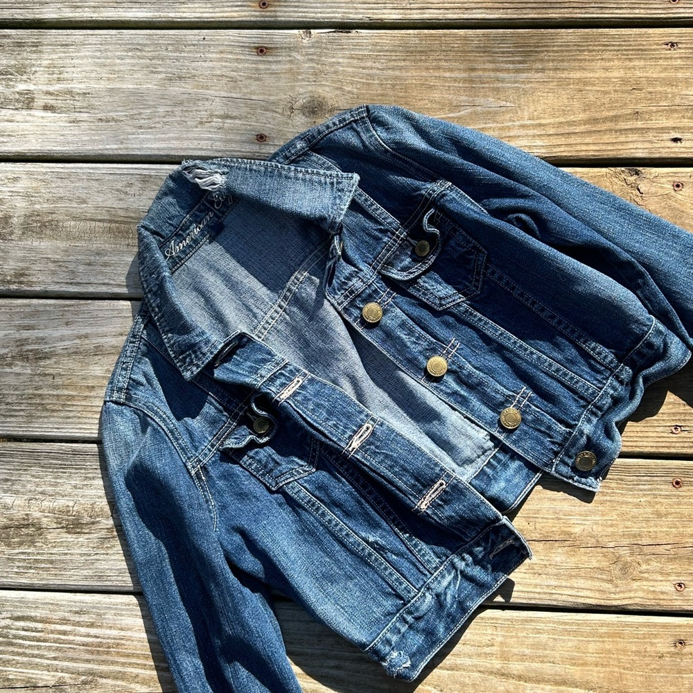 Y2K Womens American Eagle Blue Denim Jacket - Picture 2 of 7